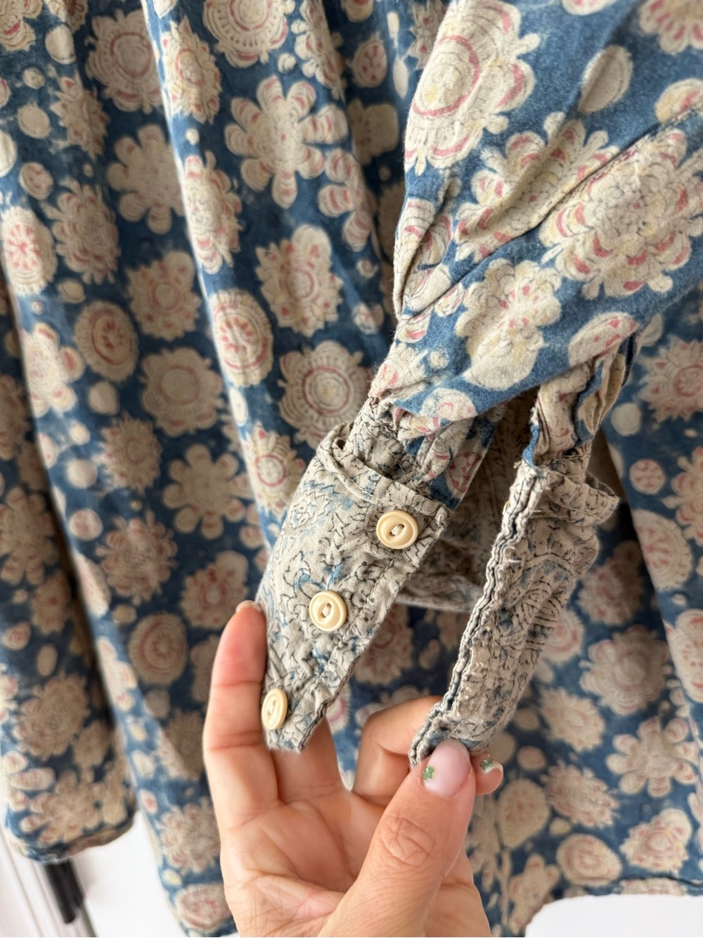 Magnolia Pearl Block Print Tora Shirt 1114 Rourke Oversized Button Neck - Picture 6 of 12